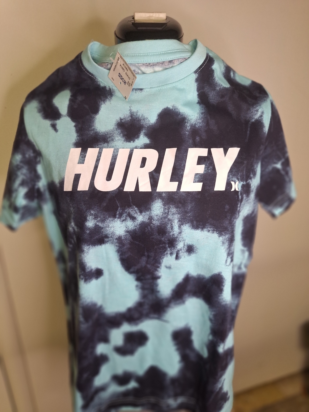 Hurley Boys Tie-Dye Short Sleeve Tee - Aqua & Black Size Med - Picture 3 of 4